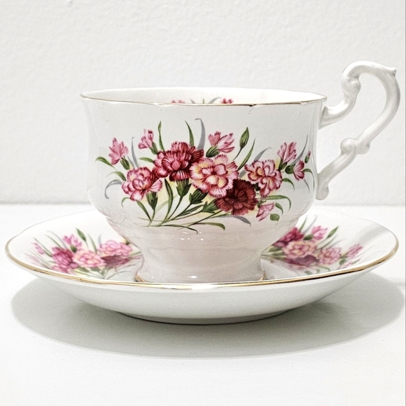 PARAGON Other - Paragon Fine China Pink "English Flowers Carnations" Tea Cup & Saucer